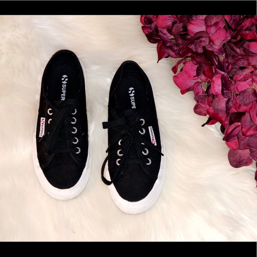 SUPERGA Black Canvas Sneakers
